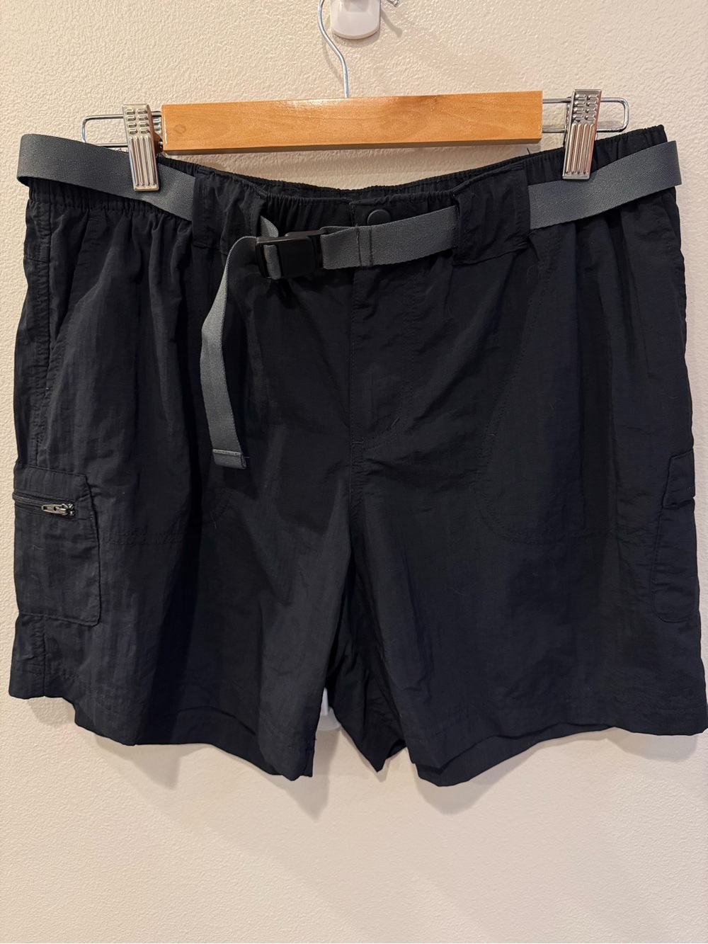 Women's Black Athletic Shorts with Gray Webbing Belt